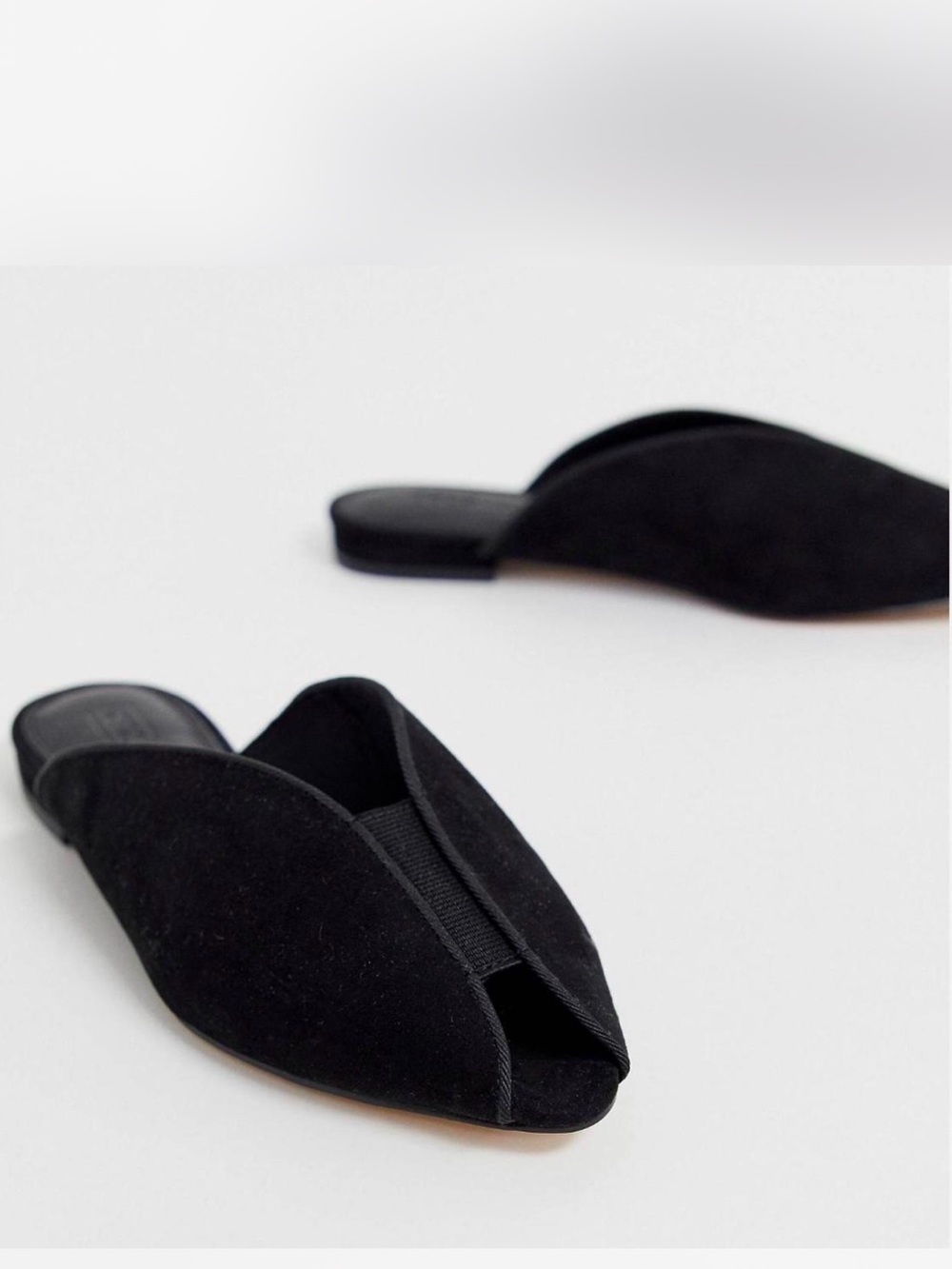 ASOS Black Pointed Slip-On Mules with V-Cut